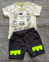 Conjunto Bebê Masculino Camiseta Monsters e Bermuda Alekids