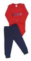 Conjunto Bebê Masculino Canelado Body ML e Calça Mimoso Baby