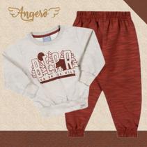 Conjunto Bebê Masculino Casaco em Moletom Felpado e Calça Moletom Dumont Felpado Angerô