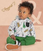 Conjunto Bebê Masculino Casaco em Soft e Calça Moletom Felpado Angerô