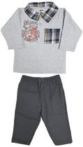 Conjunto bebê masculino em moletom com gola polo p ao g