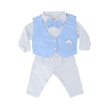 Conjunto Bebê Masculino Flores Batizado Branco e Azul Conjunto Bebê Masculino Flores Batizado Branco e Azul