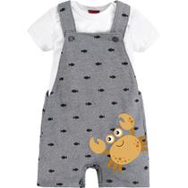 Conjunto Bebê masculino Jardineira Caranguejo e Body Kyly