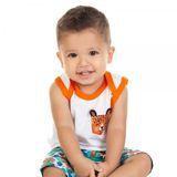 Conjunto Bebê Masculino Regata em meia malha e Bermuda em tactel estampa animais 11678.1