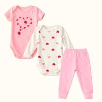 Conjunto Bebe Menina 3 Peças Misto Algodão Infantil Conjunto Bebe Menina 3 Peças Misto Algodão Infantil