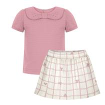 Conjunto Bebê Menina Alakazoo Algodão Blusa e Short Saia Ros Tamanho:MCor:Igual da foto