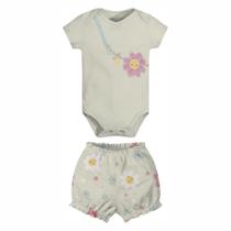 Conjunto Bebê Menina Angerô em Cotton Body e Short Flores Verde Tamanho:G Conjunto Bebê Menina Angerô em Cotton Body e Short Flores Verde Tamanho:G