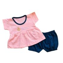 Conjunto bebê menina bata e shorts princesa Conjunto bebê menina bata e shorts princesa