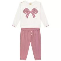 Conjunto Bebê Menina Blusa Em Moletom e Calça em Gorgurinho Milon
