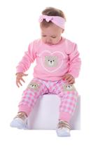 Conjunto Bebê Menina Blusa Moletom Peluciado e Legging Cotton Rosa Ursa Conjunto Bebê Menina Blusa Moletom Peluciado e Legging Cotton Rosa Ursa