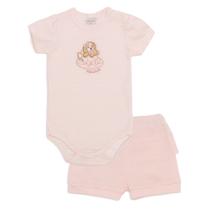 Conjunto Bebê Menina Body Bordado Cachorro/Short Mini & Co Conjunto Bebê Menina Body Bordado Cachorro/Short Mini & Co
