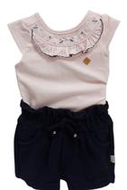Conjunto Bebê Menina Body Bordado Shorts Verão Paraiso 14935
