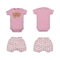 Conjunto Bebê Menina Body C/Shorts Suedine Ursinha Laços Day By Day Upi Uli Rosa - P Conjunto Bebê Menina Body C/Shorts Suedine Ursinha Laços Day By Day Upi Uli Rosa - P