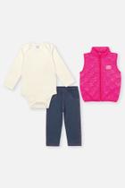 Conjunto Bebê Menina Body, Colete Matelassê E Calça Rosa Neon Mundo Cinti Conjunto Bebê Menina Body, Colete Matelassê E Calça Rosa Neon Mundo Cinti