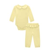 Conjunto Bebê Menina Body Gola Bordada Flor/Mijão Somnii