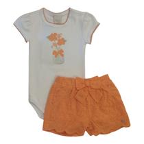 Conjunto Bebê Menina Body Short em Laise Luxo 243634