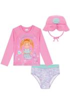 Conjunto Bebê Menina C/Chapéu Sereia Proteção Uv 50+ Kukiê