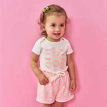 Conjunto Bebê Menina Cinti Body Cotton e Short Molecotton Off/Rosa Conjunto Bebê Menina Cinti Body Cotton e Short Molecotton Off/Rosa