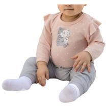 Conjunto Bebê Menina Dedeka Melange Gatinhos Body Rosa Conjunto Bebê Menina Dedeka Melange Gatinhos Body Rosa