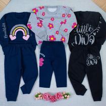 Conjunto Bebê Menina Em Moletom Estampado Quentinho Cor:MarinhoTamanho:M Conjunto Bebê Menina Em Moletom Estampado Quentinho Cor:MarinhoTamanho:M