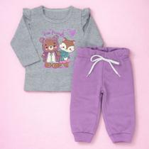 Conjunto Bebê Menina Inverno Babadinhos Delicado Cor:lilásTamanho:P Conjunto Bebê Menina Inverno Babadinhos Delicado Cor:lilásTamanho:P