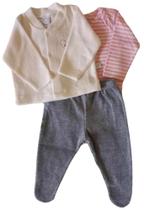 Conjunto Bebê Menina Inverno Casaco de Pele Body Cotton e Calça de Plush Ano Zero Conjunto Bebê Menina Inverno Casaco de Pele Body Cotton e Calça de Plush Ano Zero