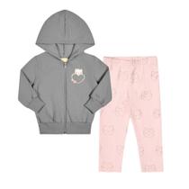 Conjunto Bebê Menina Inverno Jaqueta Moletom Tricô Felpado e Legging Cotton - Angerô