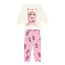 Conjunto Bebê Menina Inverno Moletinho Gatinha Alakazoo