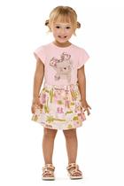 Conjunto Bebê Menina Manga Curta Ursinha Elian Rosa 1