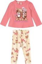 Conjunto Bebê Menina Meia Estação Estiloso em Cotton Light Infantil Menina - Carinhoso