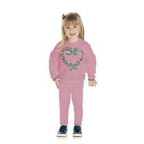 Conjunto Bebê Menina Moletom Coração Rose