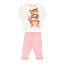Conjunto Bebê Menina Moletom Gatinhas Creme - TILEESUL Conjunto Bebê Menina Moletom Gatinhas Creme - TILEESUL