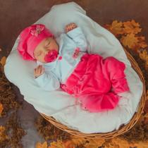 Conjunto bebe menina plush com boina delicada