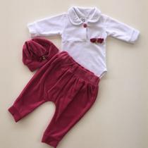 Conjunto bebe menina plush com boina delicada Conjunto bebe menina plush com boina delicada