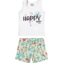 Conjunto Bebê menina - Regata e Shorts Happy Flamingo - Elian
