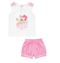 Conjunto Bebê Menina Short Gatinho Pulla Bulla Ref. 38118