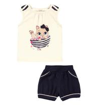 Conjunto Bebê Menina Short Gatinho Pulla Bulla Ref. 38118 Conjunto Bebê Menina Short Gatinho Pulla Bulla Ref. 38118