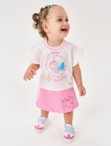 Conjunto Bebê Menina Unicórinio Blusa E Short-Saia Natural E Rosa Cinti Conjunto Bebê Menina Unicórinio Blusa E Short-Saia Natural E Rosa Cinti