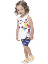Conjunto Bebê Menina Verão, Pássaros, 2 peças - Branco Kyly