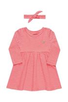 Conjunto Bebê Menina Vestido Manga Longa e Faixa de Cabelo Listrado Conjunto Bebê Menina Vestido Manga Longa e Faixa de Cabelo Listrado