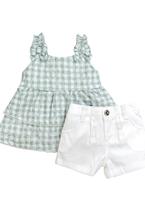 Conjunto Bebê Menina Xadrez Shorts Anjos Baby