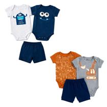 Conjunto Bebe Menino 6 Peças Manga Curta Algodão Conjunto Bebe Menino 6 Peças Manga Curta Algodão