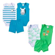 Conjunto Bebe Menino 6 Peças Regata Algodão Infantil Conjunto Bebe Menino 6 Peças Regata Algodão Infantil