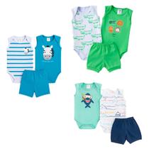 Conjunto Bebe Menino 9 Peças Regata Algodão Infantil Tamanho:p Conjunto Bebe Menino 9 Peças Regata Algodão Infantil Tamanho:p