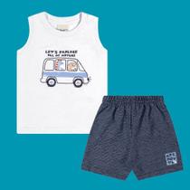 Conjunto Bebê Menino Angerô Regata Algodão c/ Estampa e Berm Conjunto Bebê Menino Angerô Regata Algodão c/ Estampa e Berm