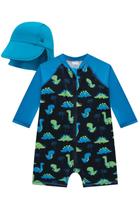 Conjunto Bebê Menino Azul Proteção UV 50+ Dino Luc.boo