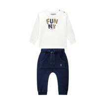 Conjunto Bebê Menino Blusa Longa/Calça Moletom Onda Marinha