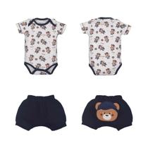 Conjunto Bebê Menino Body C/Shorts Suedine Ursinho Baseball Day By Day Upi Uli Azul Marinho - P Conjunto Bebê Menino Body C/Shorts Suedine Ursinho Baseball Day By Day Upi Uli Azul Marinho - P