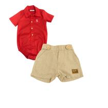 Conjunto Bebê Menino Body Camisa e Bermuda