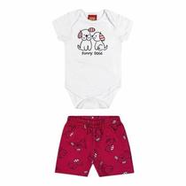 Conjunto Bebê Menino Body E Bermuda Funny Dogs Kyly Cor:BrancoTamanho:9-12M Conjunto Bebê Menino Body E Bermuda Funny Dogs Kyly Cor:BrancoTamanho:9-12M